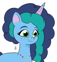 Size: 1321x1433 | Tagged: safe, artist:frownfactory, misty brightdawn, pony, unicorn, g5, my little pony: tell your tale, sparky's sick, spoiler:g5, spoiler:my little pony: tell your tale, female, jewelry, mare, necklace, simple background, solo, transparent background