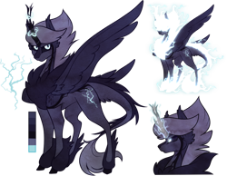 Size: 1024x794 | Tagged: safe, artist:velnyx, oc, oc only, oc:tempest, alicorn, kirin, pony, black sclera, magic, male, simple background, solo, stallion, transparent background