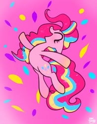 Size: 1074x1368 | Tagged: safe, artist:petaltwinkle, pinkie pie, earth pony, pony, g4, eyes closed, open mouth, smiling, solo