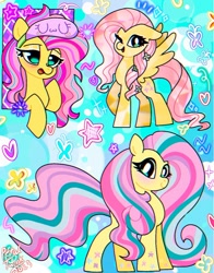 Size: 1074x1368 | Tagged: safe, artist:petaltwinkle, fluttershy, pegasus, pony, g4, chromatic aberration, heart, one eye closed, rainbow power, smiling, solo, spread wings, standing, wings, wink