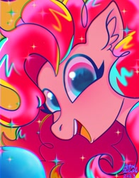 Size: 1074x1368 | Tagged: safe, artist:petaltwinkle, pinkie pie, earth pony, pony, g4, close-up, open mouth, smiling, solo