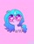 Size: 1074x1368 | Tagged: safe, artist:petaltwinkle, izzy moonbow, pony, unicorn, g5, chibi, cute, eye shimmer, heart, heart eyes, izzybetes, pink background, simple background, solo, standing, teary eyes, wingding eyes