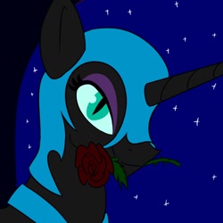 Size: 922x922 | Tagged: safe, artist:iron curtain, nightmare moon, alicorn, pony, g4, bust, mouth hold, solo