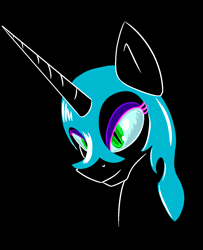 Size: 1122x1382 | Tagged: safe, artist:iron curtain, nightmare moon, alicorn, pony, g4, black background, bust, minimalist, simple background, solo