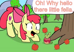 Size: 4960x3508 | Tagged: safe, artist:sketchyboi25, apple bloom, applin, earth pony, pony, g4, apple, face down ass up, female, filly, foal, food, open mouth, pokémon, tree