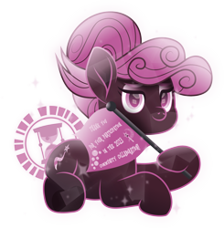 Size: 1394x1420 | Tagged: safe, artist:php178, derpibooru exclusive, oc, oc only, oc:ms. collabooru, crystal pony, earth pony, pony, derpibooru, derpibooru community collaboration, g4, the cutie re-mark, the gift of the maud pie, .svg available, anniversary, big eyelashes, colored eyebrows, colored pupils, compliment, congratulations, crystal pony oc, curly mane, derpibooru ponified, derpy's cutie mark, disconnected tail, equestria font, eyeshadow, flag, flag pole, gift art, hair bun, highlights, holding, hoof heart, hourglass, inkscape, inverted, inverted colors, long eyelashes, looking at you, lying down, makeup, meta, meta:derpibooru community collaboration, mismatched tail, movie accurate, name pun, pink, pink eyes, pink mane, ponified, prone, proud, shading, smiling, smiling at you, solo, sparkles, stars, svg, tail, text, thank you, thanks, time vortex, translucent, transparent tail, trixie's cutie mark, underhoof, vector