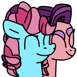 Size: 1000x1000 | Tagged: safe, artist:jadeharmony, cup cake, spoiled rich, earth pony, pony, g4, eyes closed, female, infidelity, lesbian, mare, ship:spoiledcake, shipping, simple background, smiling, transparent background