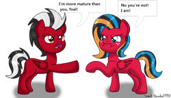 Size: 3719x2121 | Tagged: safe, artist:small-brooke1998, oc, pegasus, pony, argument, commission, foal, frown, high res, open mouth, ponified, raised hoof, shatter (transformers), simple background, transformers, transparent background, windblade