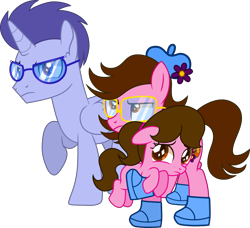 Size: 3489x3183 | Tagged: safe, artist:kittypainty, artist:muhammad yunus, oc, oc only, oc:enrique zuniga jr, oc:madison, oc:tiffany fisher, alicorn, earth pony, pony, series:the guardian of leadership, series:the legend of tenderheart, series:tiffanyverse, alicorn oc, angry, base used, clothes, earth pony oc, female, filly, floppy ears, flower, foal, glasses, hat, high res, horn, male, mare, medibang paint, mother and father, ponytail, sad, shoes, simple background, stallion, transparent background, trio, wings