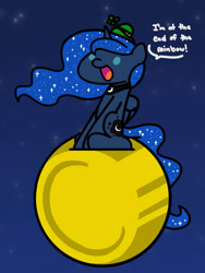Size: 1350x1800 | Tagged: safe, artist:flutterluv, princess luna, alicorn, pony, series:flutterluv's full moon, g4, coin, full moon, hat, holiday, moon, saint patrick's day, solo, tangible heavenly object