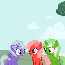 Size: 4096x4096 | Tagged: safe, artist:foxyfell1337, oc, oc only, oc:comment, oc:downvote, oc:upvote, earth pony, pegasus, pony, unicorn, derpibooru, g4, absurd resolution, base used, derpibooru ponified, female, filly, foal, meta, ponified, trio