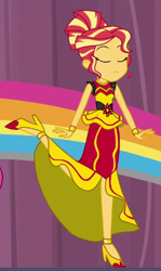 Size: 314x526 | Tagged: safe, screencap, sunset shimmer, human, equestria girls, equestria girls specials, g4, my little pony equestria girls: dance magic, cropped, flamenco dress, high heels, shoes, solo, sunset shimmer flamenco dress
