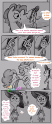 Size: 1280x3059 | Tagged: safe, artist:ema0rsully, pinkie pie, alien, earth pony, pony, comic:hico, g4, comic, comic strip, crossover, hat, mirror pool, wander (wander over yonder), wander over yonder