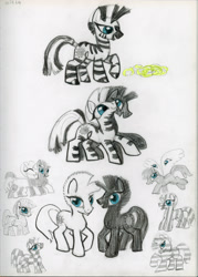 Size: 3004x4200 | Tagged: safe, artist:ja0822ck, zecora, zebra, g4, black coat, blue eyes, duo, female, fusion, mare, missing accessory, reverse fusion, simple background, traditional art, white background, white coat