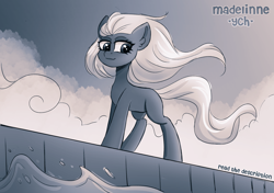 Size: 3229x2272 | Tagged: safe, artist:madelinne, earth pony, pony, commission, high res, ocean, sketch, sky, water, wind, your character here