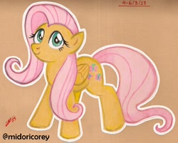 Size: 1450x1168 | Tagged: safe, artist:midoricorey, fluttershy, pegasus, pony, g4, female, mare, solo, text