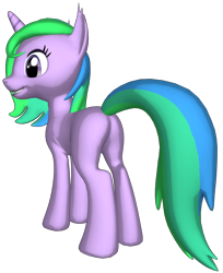 Size: 1168x1432 | Tagged: safe, oc, oc only, oc:fiona mahri, pony, unicorn, 3d, butt, female, horn, mare, pink eyes, pink mane, plot, png, simple background, smiling, transparent background, turquoise mane, unicorn oc