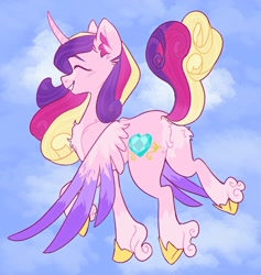 Size: 1704x1795 | Tagged: safe, artist:twilightsparkee, princess cadance, alicorn, pony, g4, butt, butt fluff, chest fluff, female, flying, lovebutt, mare, plot, solo