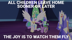 Size: 1920x1080 | Tagged: safe, edit, edited screencap, editor:quoterific, screencap, princess celestia, spike, twilight sparkle, alicorn, dragon, pony, celestial advice, g4, ace mcshane, cutie map, doctor who, female, hoof shoes, male, mare, quote, seventh doctor, the power of the doctor, trio, twilight sparkle (alicorn), twilight's castle