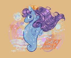 Size: 1672x1365 | Tagged: safe, artist:nightprince-art, seawinkle, pony, sea pony, g1, daily deviation, hair bow, solo, sparkles