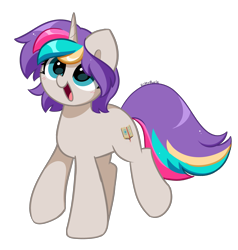 Size: 2641x2773 | Tagged: safe, artist:kittyrosie, oc, oc only, oc:white glint, pony, unicorn, high res, horn, open mouth, open smile, simple background, smiling, solo, transparent background, unicorn oc