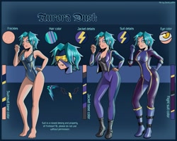 Size: 2500x2000 | Tagged: safe, artist:devillustart, oc, oc:aurora dusk(fireverse), human, equestria girls, g4, barely pony related, breasts, clothes, fireheart76's latex suit design, gloves, hand on hip, high res, humanized, humanized oc, latex, latex boots, latex gloves, latex suit, latex swimsuit, prisoners of the moon, reference sheet, rubber, rubber boots, rubber gloves, rubber suit, shadowbolts