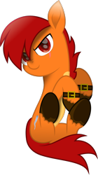 Size: 824x1475 | Tagged: safe, artist:php178, derpibooru exclusive, oc, oc only, oc:cash ponooca, earth pony, pony, my little pony: the movie, .svg available, belt, belt buckle, belts, coat markings, colored hooves, confident, covering, curled up, determined, determined face, determined look, determined smile, earth pony oc, gift art, hoof heart, hooves up, inkscape, looking at you, movie accurate, orange (color), pale belly, raised hoof, red, red eyes, red hair, red mane, red tail, scar, simple background, smiling, smiling at you, solo, svg, tail, tail covering, tornado, transparent background, underhoof, unshorn fetlocks, vector