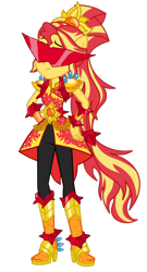 Size: 1080x1995 | Tagged: safe, artist:deviantfantastic, artist:mixiepie, edit, sunset shimmer, human, equestria girls, g4, my little pony equestria girls: legend of everfree, crystal guardian, female, gemplified, geode of empathy, magical geodes, ponied up, simple background, solo, transparent background, visor