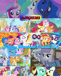 Size: 1920x2400 | Tagged: safe, edit, edited screencap, editor:itsmgh1203, screencap, apple bloom, applejack, bon bon, cloudy quartz, cookie crumbles, dj pon-3, fluttershy, izzy moonbow, limestone pie, lyra heartstrings, marble pie, maud pie, night light, pear butter, photo finish, pinkie pie, pipp petals, posey shy, princess cadance, princess celestia, princess luna, rainbow dash, rarity, scootaloo, starlight glimmer, sunny starscout, sunset shimmer, sweetie belle, sweetie drops, trixie, twilight sparkle, twilight velvet, vinyl scratch, windy whistles, zipp storm, alicorn, earth pony, human, pegasus, pony, unicorn, all bottled up, equestria girls, equestria girls series, flutter brutter, forgotten friendship, g4, g5, hearthbreakers, my little pony: tell your tale, parental glideance, season 1, season 4, season 5, season 6, season 7, season 8, slice of life (episode), sparky's sick, surf and/or turf, the cutie mark chronicles, the perfect pear, twilight's kingdom, spoiler:g5, spoiler:my little pony: tell your tale, spoiler:tyts01e46, :o, ^^, adorabloom, applejack's hat, bipedal, book, chalkboard, clothes, cowboy hat, crown, cute, cutealoo, cutie mark crusaders, diasweetes, eyes closed, female, filly, flying, foal, hat, hug, jewelry, leather, leather vest, lesbian, looking at each other, looking at someone, male, mane six, mane stripe sunny, mare, necklace, night, open mouth, open smile, pie sisters, ponyville town hall, regalia, royal sisters (g5), ship:lyrabon, shipping, siblings, sisters, smiling, smiling at each other, spread wings, stallion, sweat, sweatdrop, text, unicorn twilight, vest, wall of tags, wings, women's day, yearbook