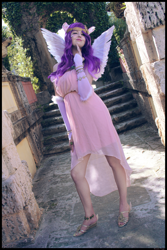 Size: 2730x4095 | Tagged: safe, artist:krazykari, pipp petals, human, g5, clothes, cosplay, costume, dress, high res, humanized, irl, irl human, photo, solo, winged humanization, wings