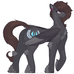 Size: 1672x1684 | Tagged: safe, artist:nsilverdraws, oc, oc only, oc:nightstalker, pegasus, pony, butt, ear piercing, female, folded wings, mare, pegasus oc, piercing, plot, simple background, solo, tail, tail piercing, transparent background, wings