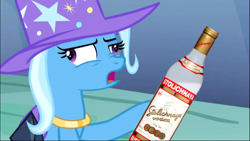 Size: 1425x802 | Tagged: safe, artist:dwk, trixie, pony, unicorn, totally legit recap, g4, alcohol, drunk, horn