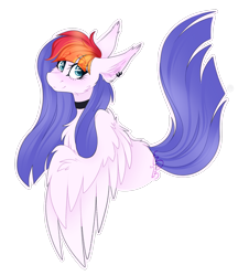 Size: 1476x1706 | Tagged: safe, artist:ezzerie, oc, oc only, oc:marshmallow, pegasus, pony, art trade, dtoa, ear fluff, ear piercing, pegasus oc, piercing, simple background, solo, transparent background