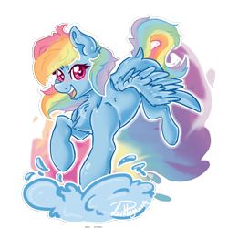 Size: 2000x2000 | Tagged: safe, artist:dankpegasista, derpibooru exclusive, rainbow dash, pegasus, pony, g4, chest fluff, cloud, cute, ear fluff, eyelashes, happy, heart, heart eyes, high res, looking at you, outline, pastel, png, rainbow, raised hoof, simple background, solo, spread wings, transparent background, white outline, wingding eyes, wings