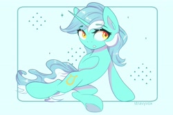 Size: 4096x2731 | Tagged: safe, artist:stravy_vox, lyra heartstrings, pony, unicorn, g4, abstract background, female, mare, solo, underhoof