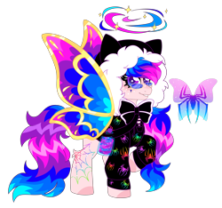 Size: 5920x5544 | Tagged: safe, artist:crazylooncrest, artist:crazysketch101, butterfly, pony, spider, cat ears, ethereal mane, galaxy mane, hood, simple background, solo, spider web, transparent background