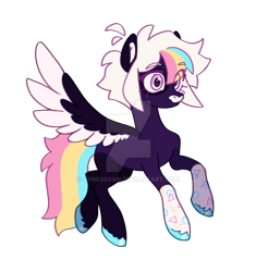 Size: 1024x1088 | Tagged: safe, artist:lynesssan, oc, oc only, oc:arcade, pegasus, pony, deviantart watermark, eye clipping through hair, female, mare, obtrusive watermark, pegasus oc, simple background, solo, spread wings, transparent background, watermark, wings
