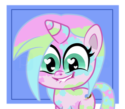 Size: 7560x6616 | Tagged: safe, artist:milkyboo898, oc, oc:fresh paint, pony, unicorn, g4, g4.5, my little pony: pony life, heart, heart eyes, solo, wingding eyes