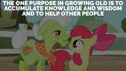 Size: 1920x1080 | Tagged: safe, edit, edited screencap, editor:quoterific, screencap, apple bloom, granny smith, earth pony, pony, family appreciation day, g4, doctor who, female, filly, foal, mare