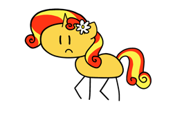 Size: 1824x1200 | Tagged: safe, artist:mystery shore, idw, sunset shimmer, pony, unicorn, comic:of kings and changelings, g4, female, flower, flower in hair, in a nutshell, in a nutshell but mirror version, mare, mirror universe, simple background, solo, stick pony, transparent background