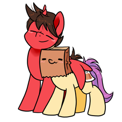 Size: 1300x1300 | Tagged: safe, artist:paperbagpony, oc, oc only, oc:davy art, oc:paper bag, alicorn, pony, alicorn oc, blushing, duo, fake cutie mark, horn, hug, simple background, transparent background, winghug, wings