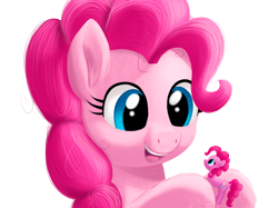 Size: 2881x2160 | Tagged: safe, artist:stellardust, pinkie pie, earth pony, pony, g4, cute, ear fluff, female, happy, high res, holding, mare, open mouth, open smile, playing, simple background, smiling, solo, toy, transparent background