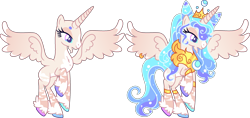 Size: 2833x1336 | Tagged: safe, artist:kurosawakuro, oc, oc only, alicorn, pony, alicorn oc, anklet, base used, beanbrows, beard, bracelet, chest fluff, closed mouth, coat markings, colored hooves, colored wings, colored wingtips, crown, cyan eyes, eyebrows, facial hair, facial markings, female, flying, gradient horn, gradient legs, gradient wings, horn, jewelry, leg fluff, lidded eyes, mare, mismatched hooves, multicolored eyes, offspring, pale belly, parent:princess celestia, parent:sunburst, parents:celestiburst, peytral, pink eyes, raised hoof, regalia, simple background, smiling, solo, space buns, spread wings, stripe (coat marking), transparent background, unshorn fetlocks, wings