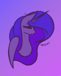 Size: 2292x2825 | Tagged: safe, artist:lu.de, princess luna, alicorn, pony, g4, bust, eyes closed, gradient background, high res, mlem, portrait, silly, solo, tongue out