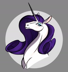 Size: 1647x1737 | Tagged: safe, artist:snedrir, rarity, pony, unicorn, g4, bust, gray background, portrait, simple background, solo