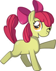 Size: 412x525 | Tagged: safe, artist:flutterguy, apple bloom, earth pony, pony, g4, female, filly, foal, one eye closed, raised hoof, simple background, solo, transparent background, wink
