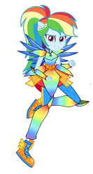 Size: 1080x2034 | Tagged: safe, artist:deviantfantastic, artist:mixiepie, edit, rainbow dash, human, equestria girls, g4, crystal guardian, crystal wings, female, gemplified, ponied up, shoes, simple background, sneakers, solo, transparent background, wings