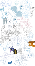 Size: 1232x2301 | Tagged: safe, artist:pandadox, oc, human, pony, anthro, anthro with ponies, bambi, darkwing duck, gravity falls, homestuck, hotel transylvania, lineart, male, regular show, sesame street, simple background, sketch, sketch dump, sonic the hedgehog (series), white background, wreck-it ralph