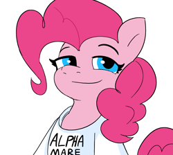Size: 2271x2034 | Tagged: safe, artist:tjpones, pinkie pie, earth pony, pony, g4, alpha, clothes, female, high res, lidded eyes, looking at you, mare, shirt, simple background, smiling, smiling at you, smug, solo, white background