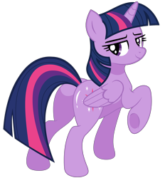 Size: 4206x4526 | Tagged: safe, artist:shieldwingarmorofgod, twilight sparkle, alicorn, pony, g4, butt, butt focus, butt tail, looking at you, looking back, plot, simple background, solo, stupid sexy twilight, transparent background, twibutt, twilight sparkle (alicorn)
